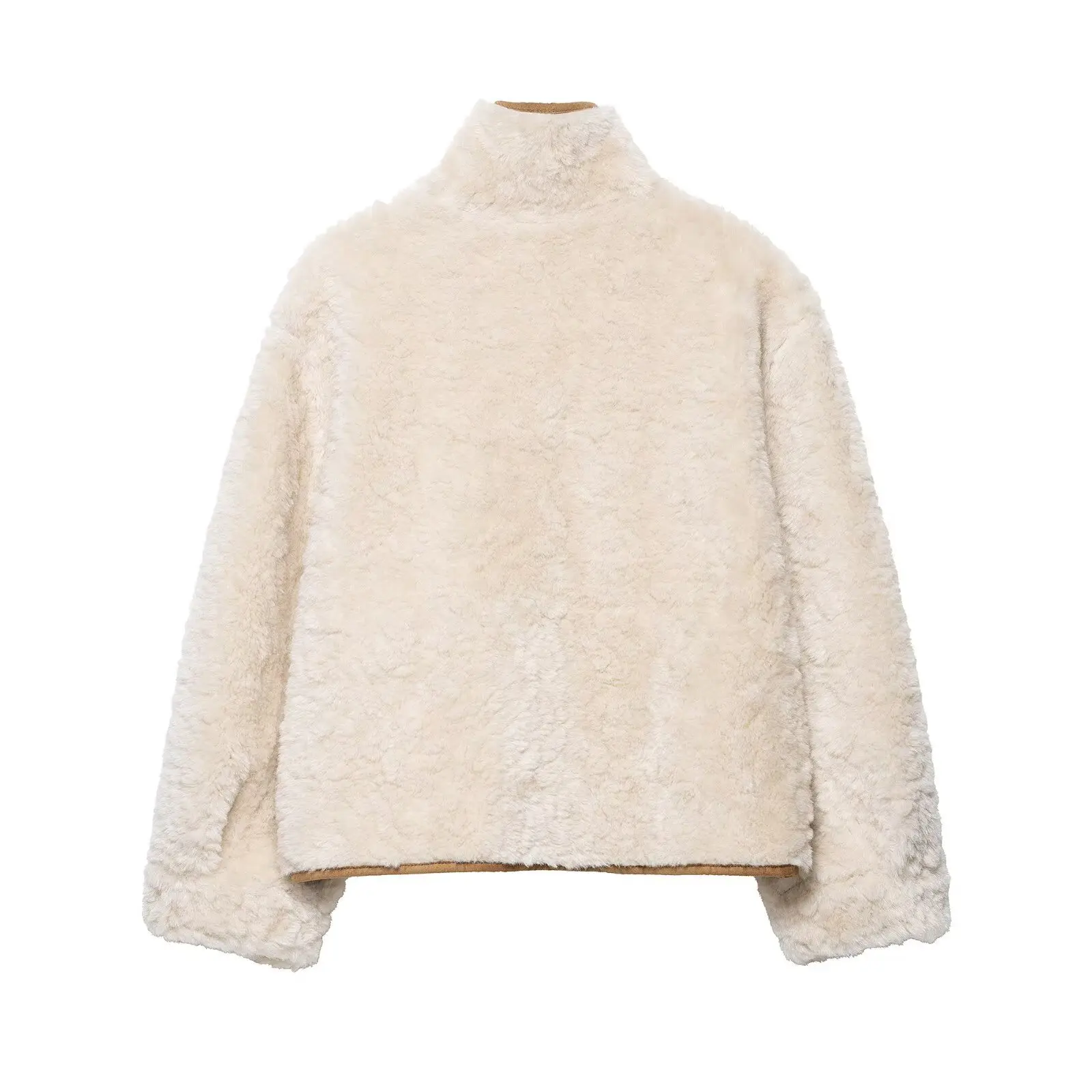 Otoño Invierno moda abrigos cortos de doble cara chaqueta de gamuza para mujer chaquetas con botones de manga larga abrigo de ocio de calle alta para mujer