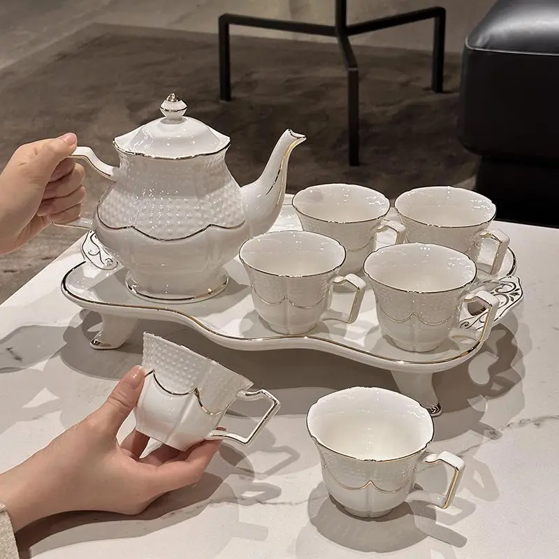 

European style ceramic high-end living room teapot, tea set, water cup, household hot and cold dual-purpose tea set, coffee set