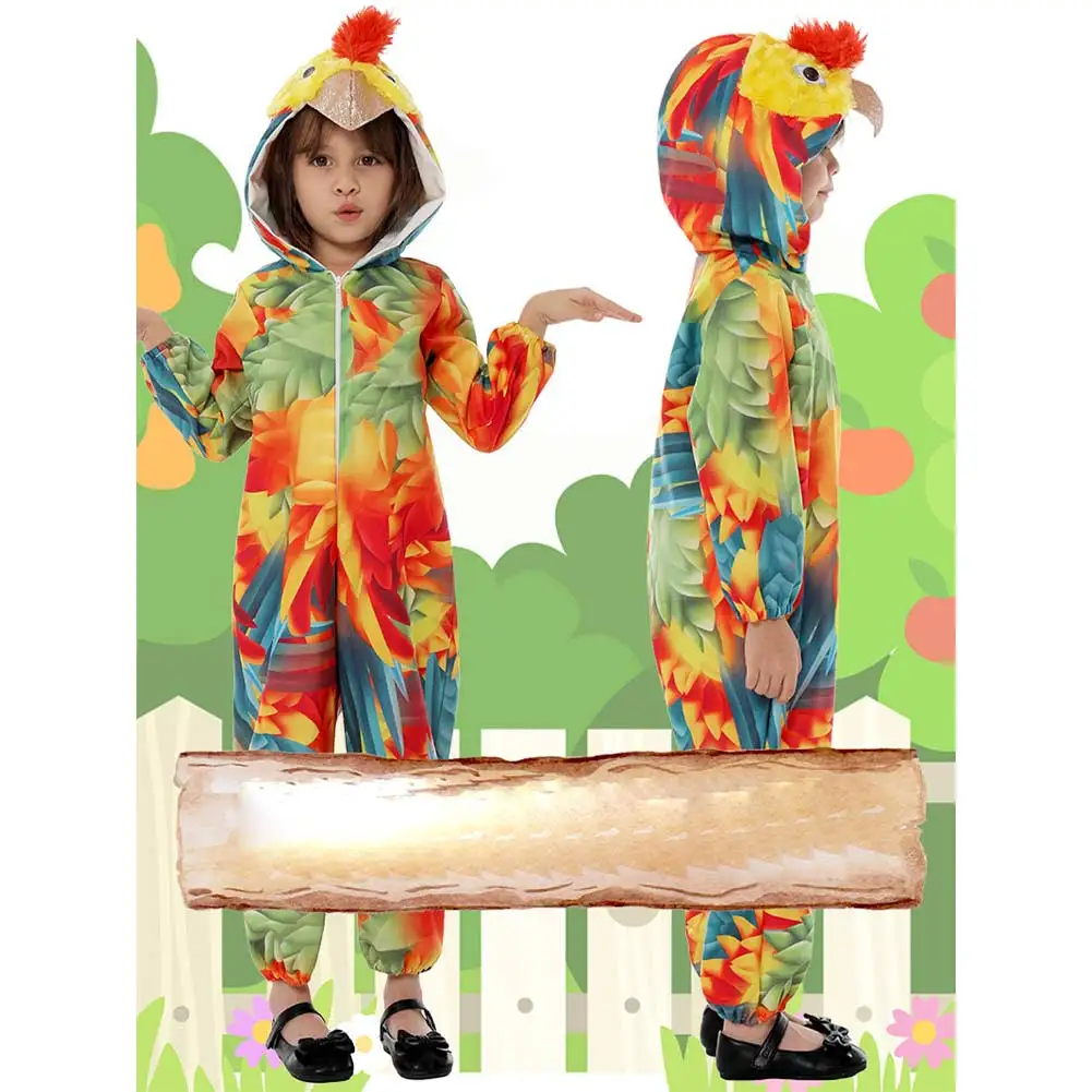 Children Boys Girls Parrot Roleplay Jumpsuit Cosplay Costume Outfits Halloween Carnival Disguise Suit