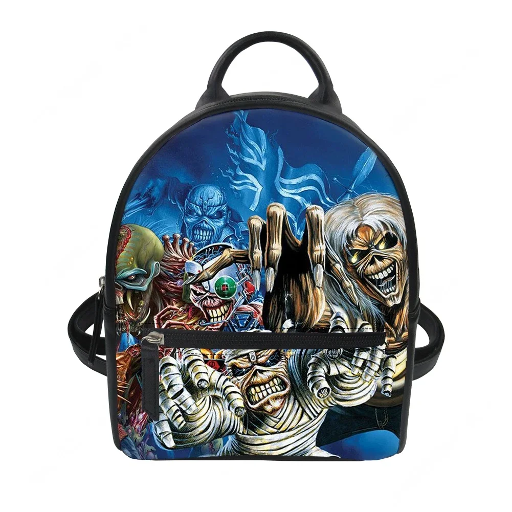 

Heavy Metal Custom Backpack Purse Women rock band Carter Schoolbags Double Shoulder Bag Mini Daypack Leather Travel Bag