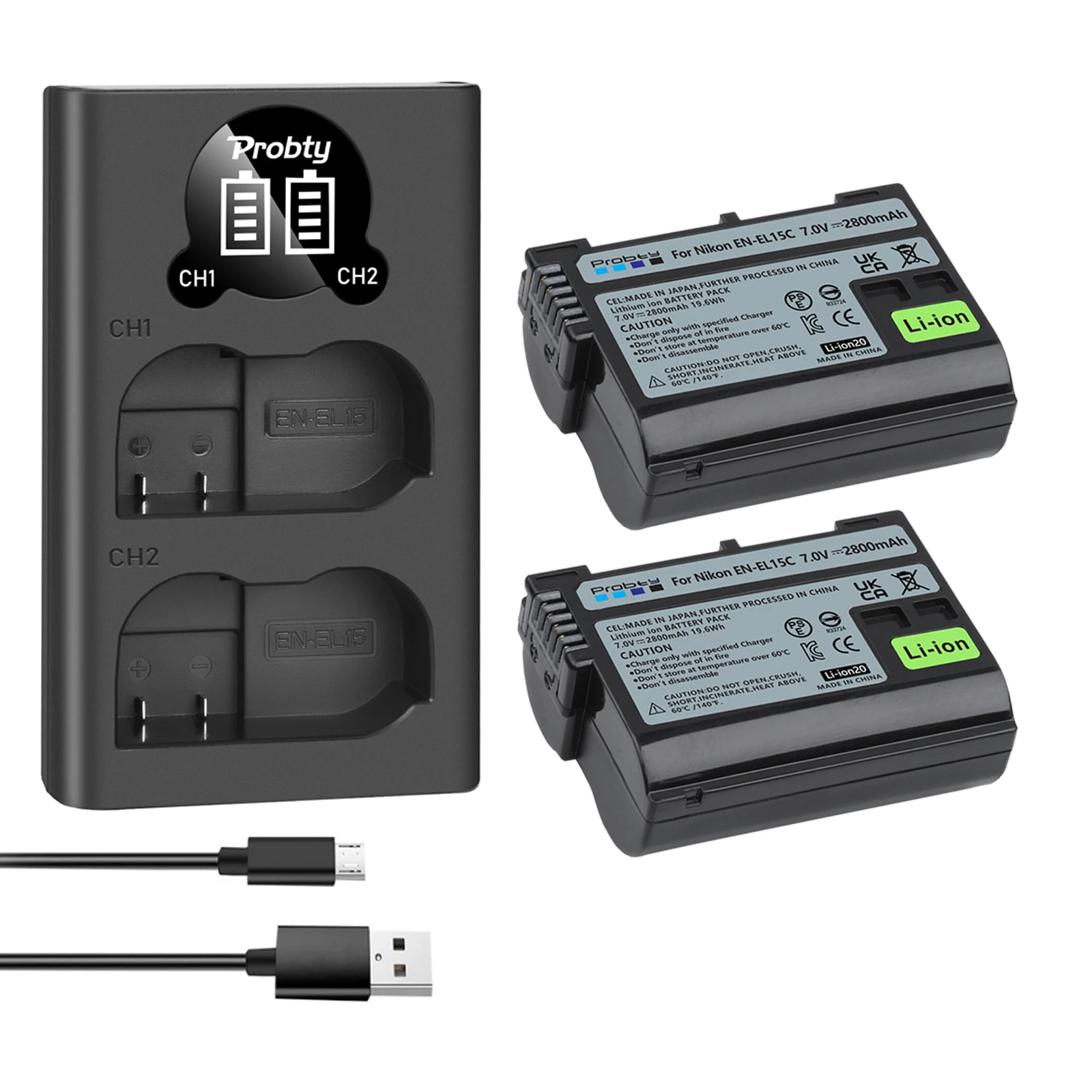 

EN-EL15C EN-EL15B EN-EL15 Battery + Charger for Nikon Z5 D850 Z6 Z7 D780 D750 D810 D7000 D7500 Z6 ii Camera