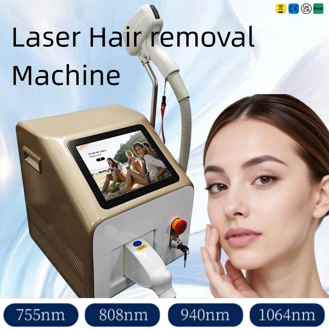 4000W Upgrade Diode Laser Hair Removal Machine Multi-Wavelengths 755/808/940/1064nm Painless Face Epilator with Ice-Cooling Head