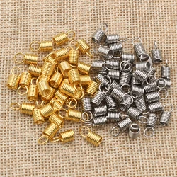 30-100pcs Stainless Steel Spring Crimp Clasps Leather Cord Ends End Caps Connectors For DIY Bracelet Necklace Jewelry Making