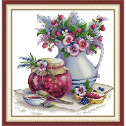 Joy Sunday Pre-printed Cross Stitch Kit Easy Pattern Aida Stamped Fabric Embroidery Set-Summer Mood