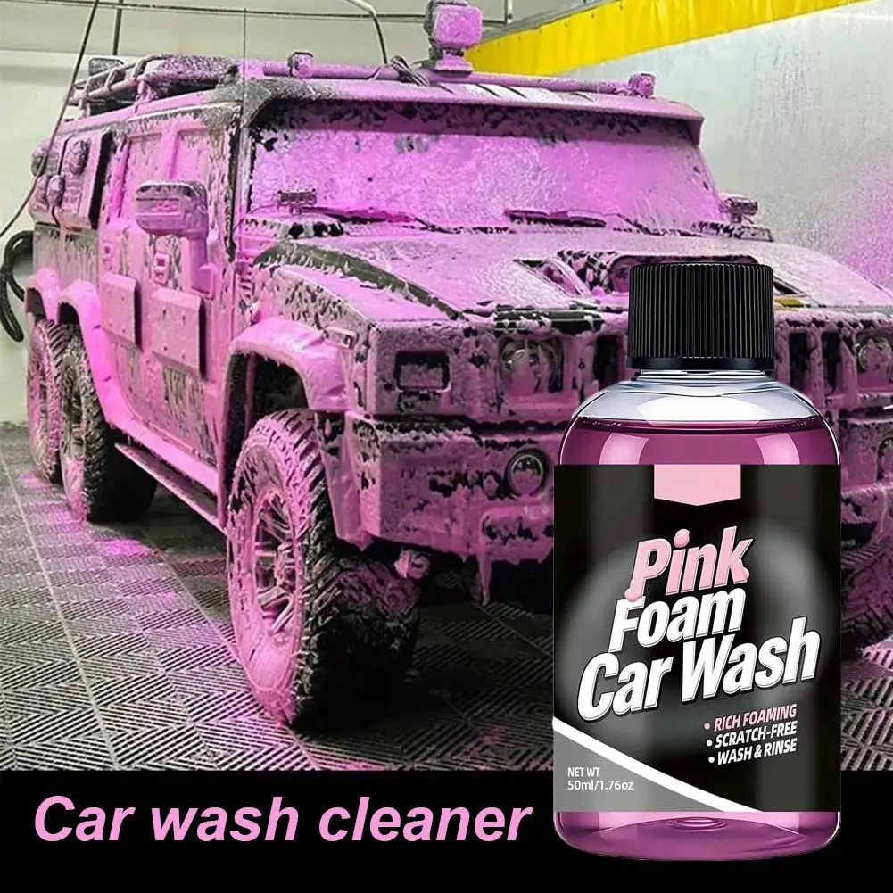 Pink Rich Foam Car Wash Liquid Powerful Dirt Removal Auto Care Soap With Microfiber Towel Deep Clean Car Body Shampoo