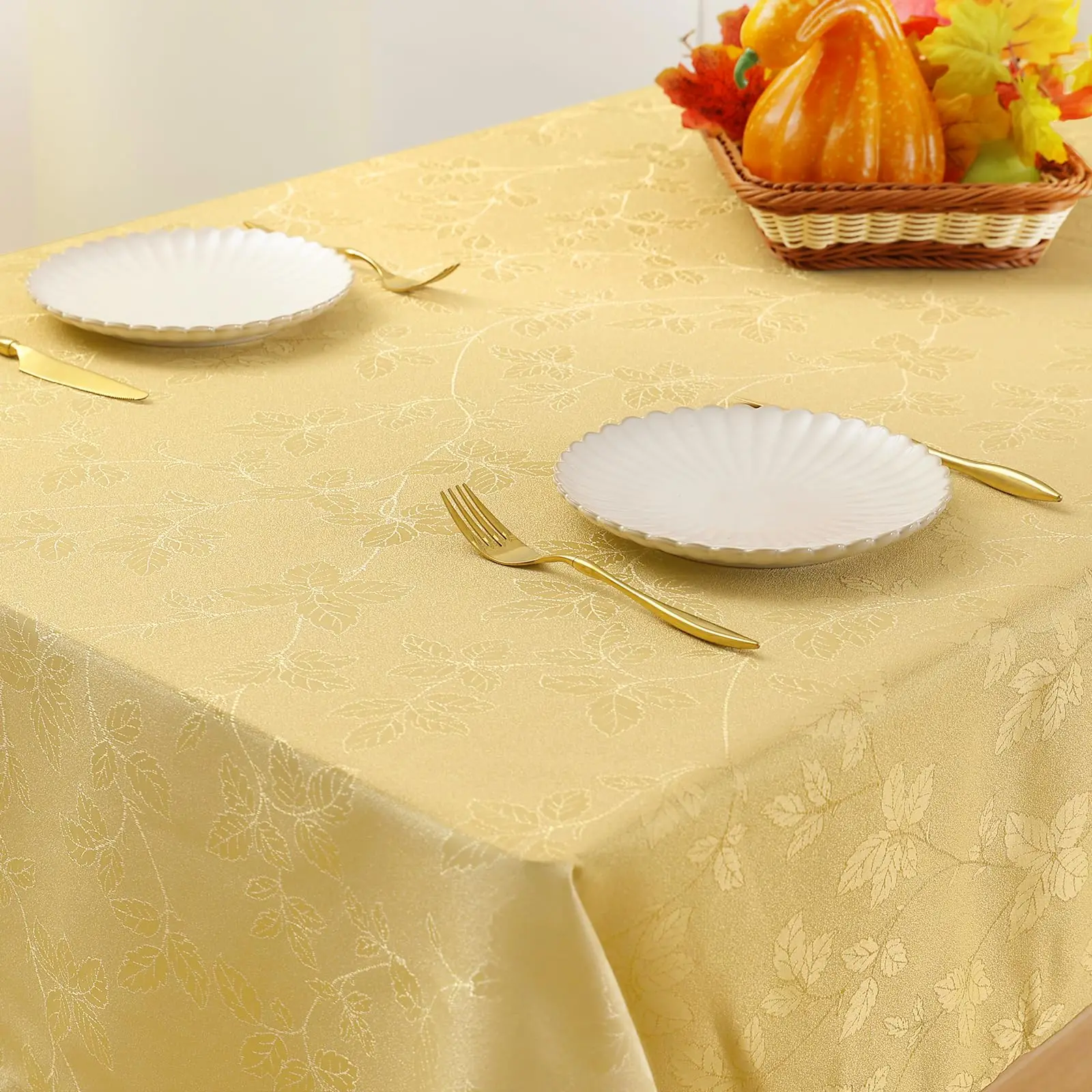 Homaxy Leaf And Twig Diagram Polyester Tablecloth Rectangle And Round Table Cloth For Home Hook Jacquard Tablecloth For Banquet