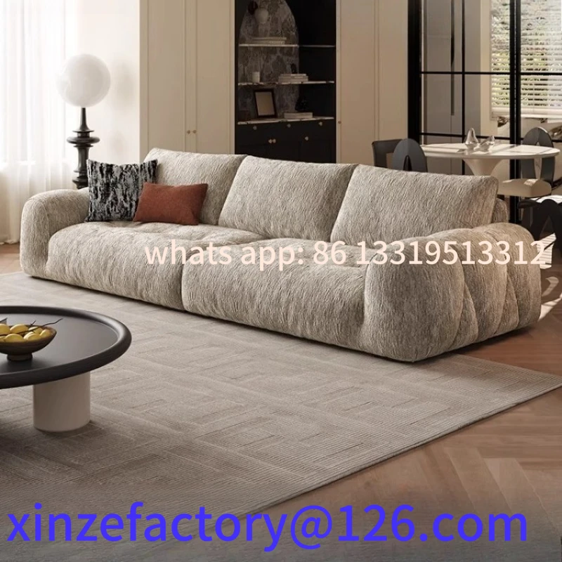 

Customizable Retro Cloud Cloth Sofa Simple Straight Cream Wind