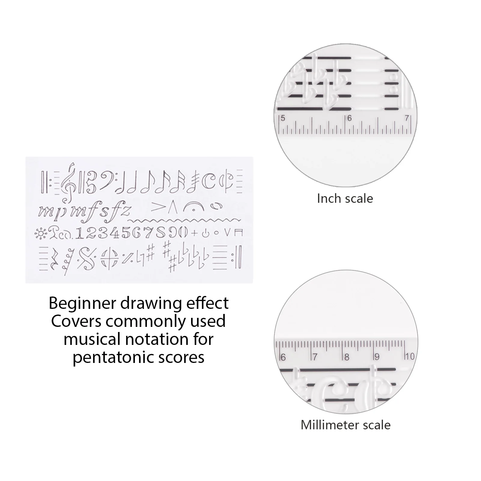 Modello compositore Spartiti da disegno Foglio Righello Doppia bilancia Righello curvo PP Serigrafia trasparente Simbolo musicale