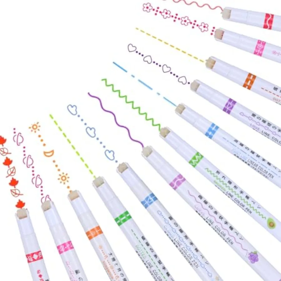 

12pcs Magics Border Pen Paper Magics Border Stamp Pens Magicborder Pen Colorful PenRoller for Drawing Note Taking Effortless De
