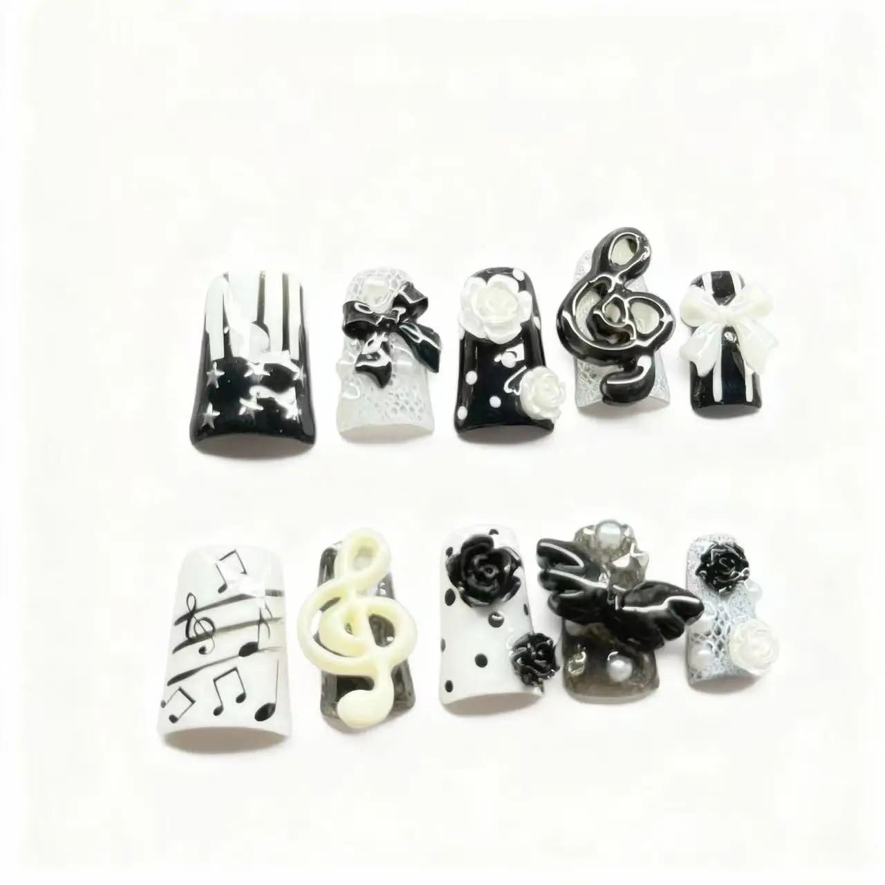 10pcs Handmade Gothic Press on Nails Punk Design