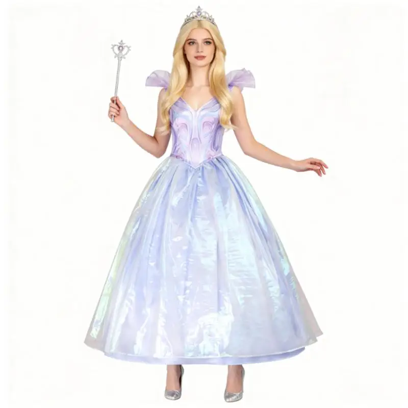 Disfraz de Cosplay de Glinda de Películas Americanas, Disfraz de Bruja, Falda de Princesa sin Mangas, Vestido de Novia, Traje Sexy para Mujer Adulta para Baile de Máscaras