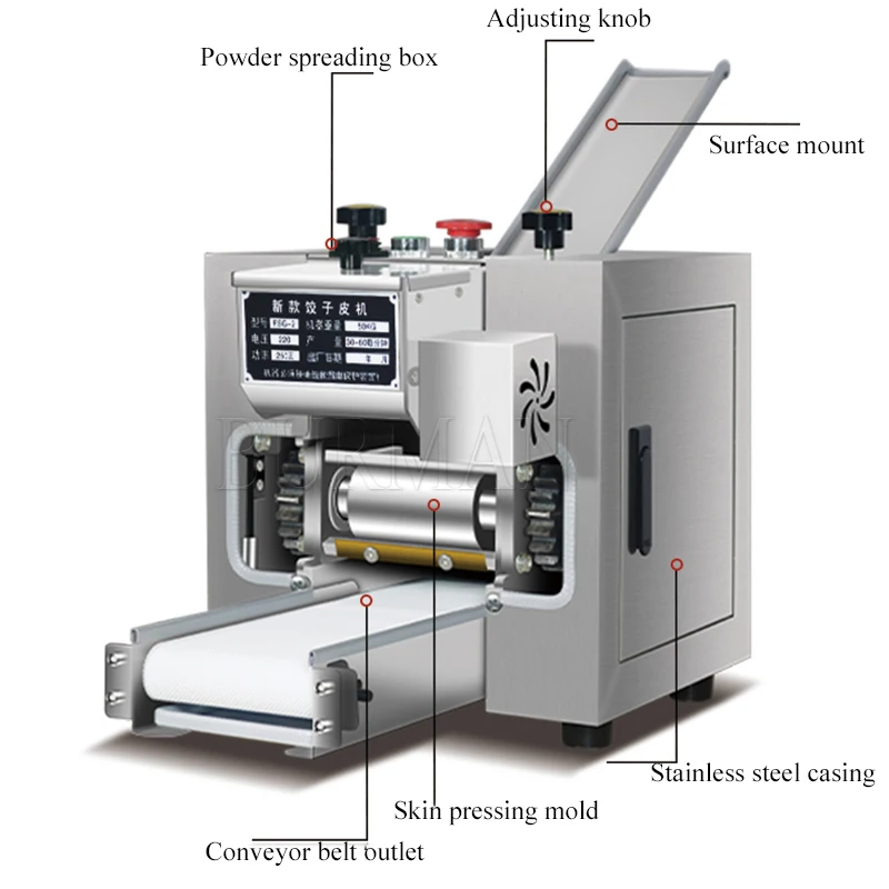 

New Stainless Steel Automatic Dough Sheeter Machine Electric Dumpling Noodle Cutter Maker Machine