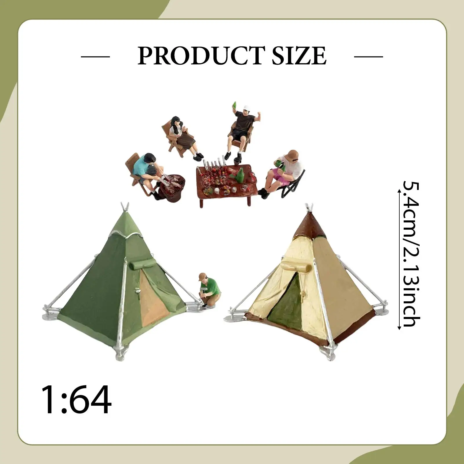 Ensemble de figurines de Camping miniatures à l'échelle 1:64, peintes, réalistes, petites personnes avec tente pour micro paysages