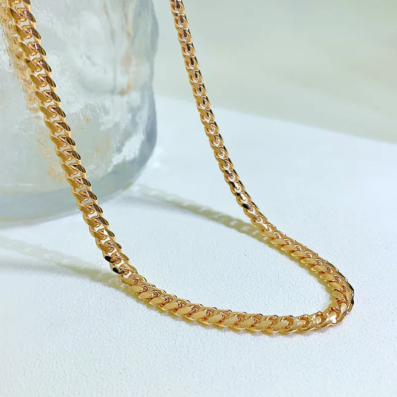 

The new Instagram European and American S925 sterling silver Cuban chain bone chain plain chain necklace is hot selling