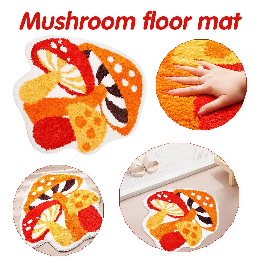 Polyester Fiber Cute Mushroom Shark Type Flocked Carpet Bathroom Soft Garden Lawn Carpet Home Decoration Garden Paving Mold S4E6