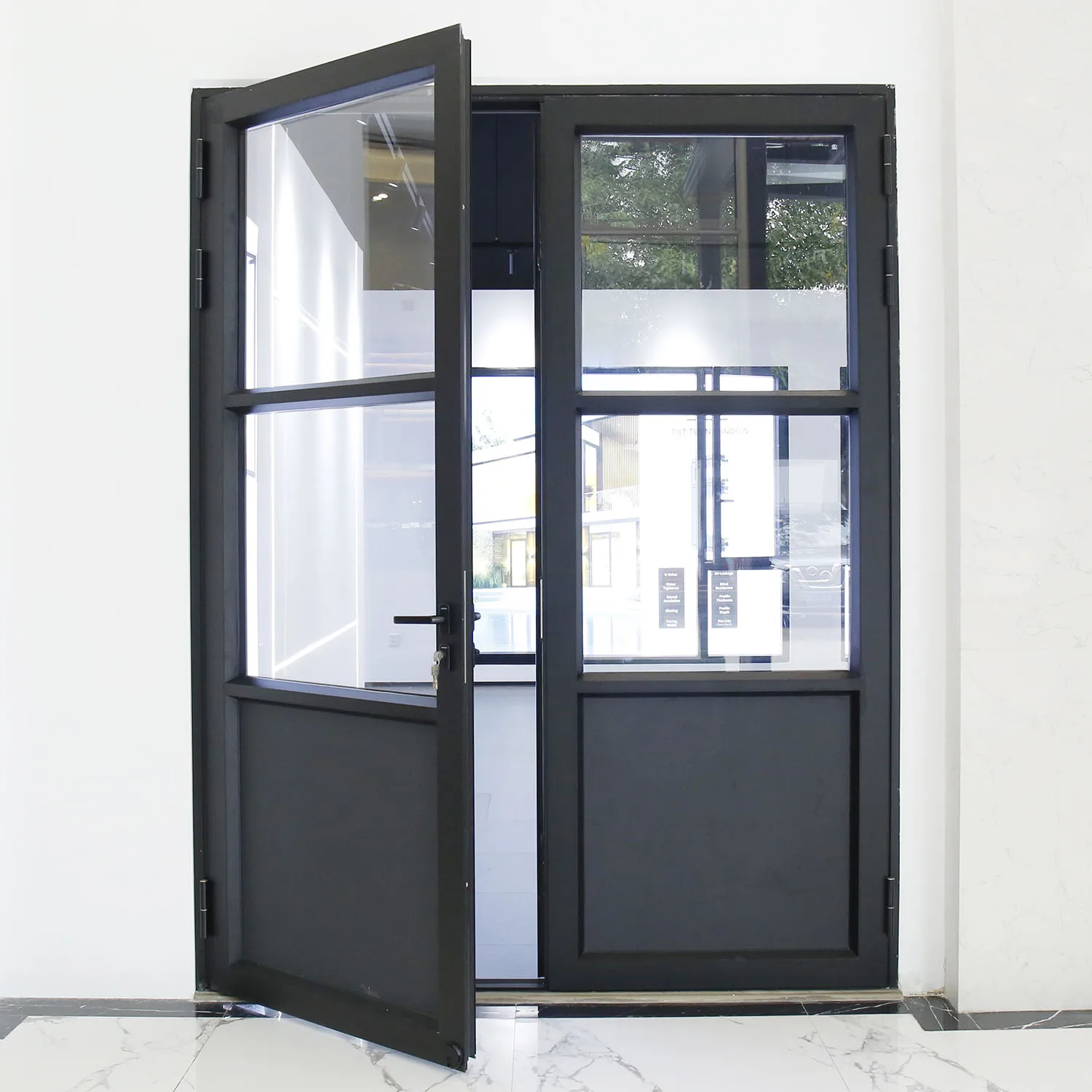 Sixinalu Black Aluminum Glass Panel Exterior French Casement Door Double Triple Glazing Tempered Glass French Hinged Doors