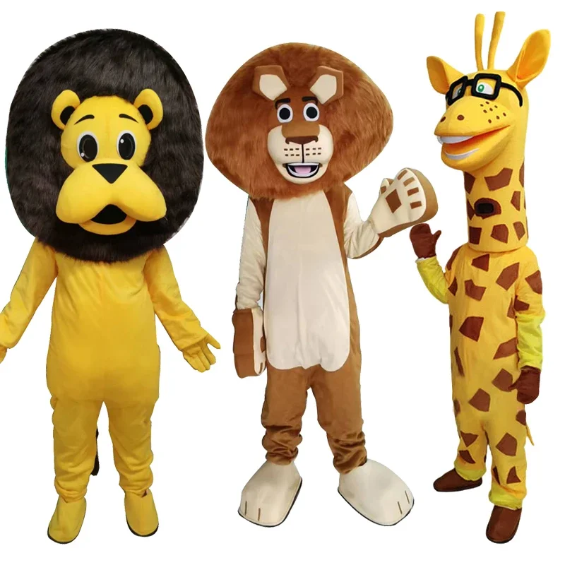 Africa Lion Giraffe Cartoon Doll Mascot Costume Performance Doll Fur Plush Advertising Suit Animal Character Cosplay Outfits