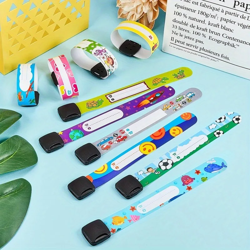 10 قطع من أساور المعصم المدرسية القابلة لإعادة الاستخدام - أساور تحمل علامة الاسم قابلة للتعديل للأطفال والأنشطة الفصول الدراسية والرحلات الميدانية وأحداث التعلم