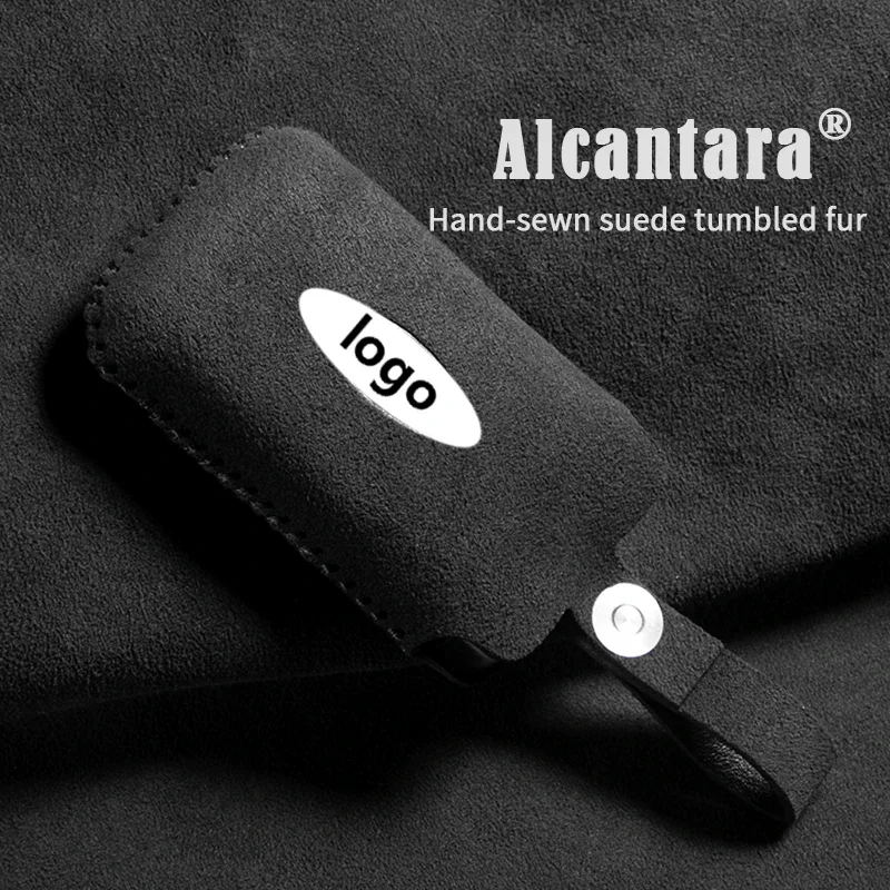 Alcantara Suede Car Remote Key Case Bag For Land Rover Range Rover Evoque Freelander 2 Velar Discovery 4 5 Keychain Accessories