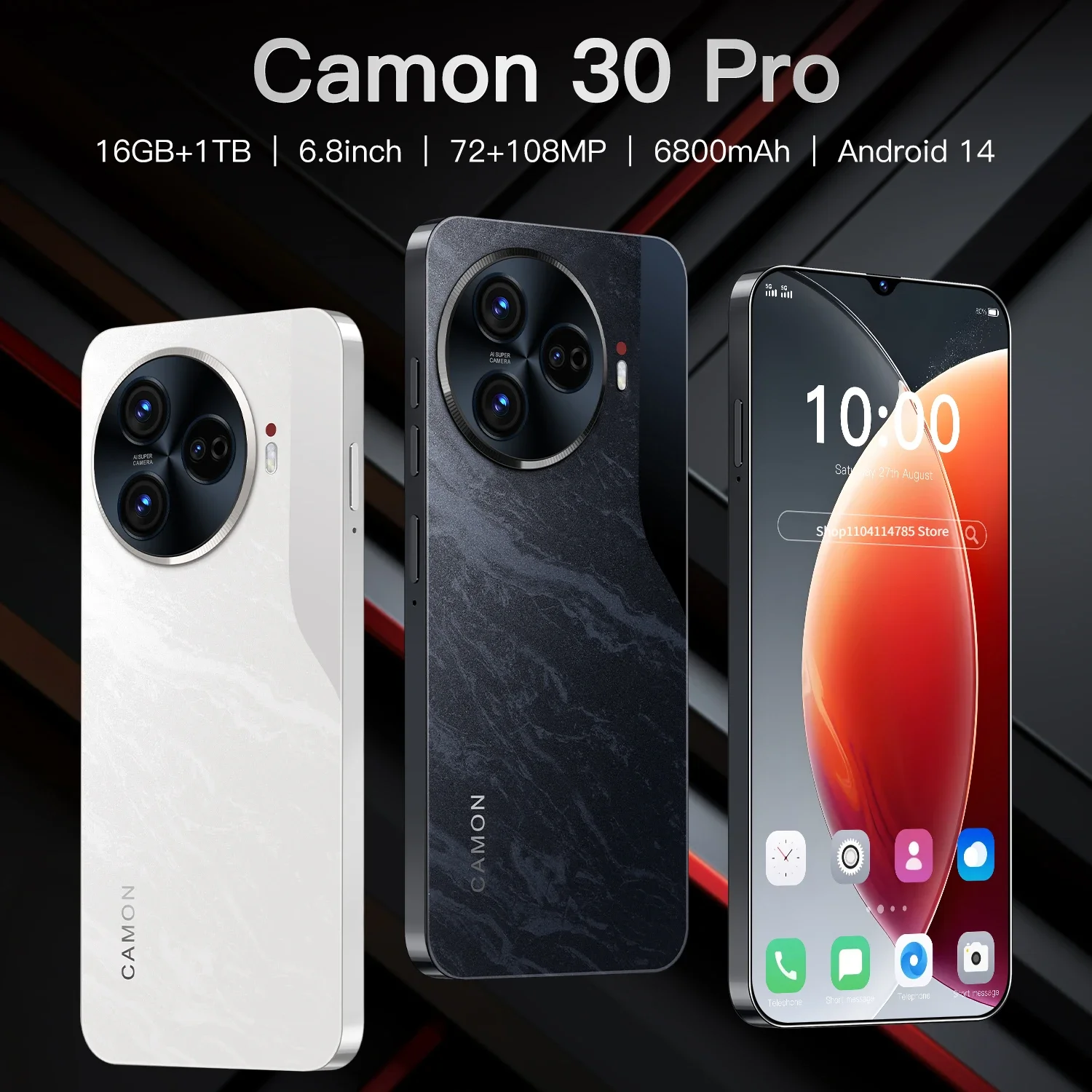 Оригинальные телефоны 5 г, глобальная версия Camon 30 Pro, мобильные телефоны Android, 6,8 дюйма, 16G + 1 T, разблокированные мобильные телефоны с