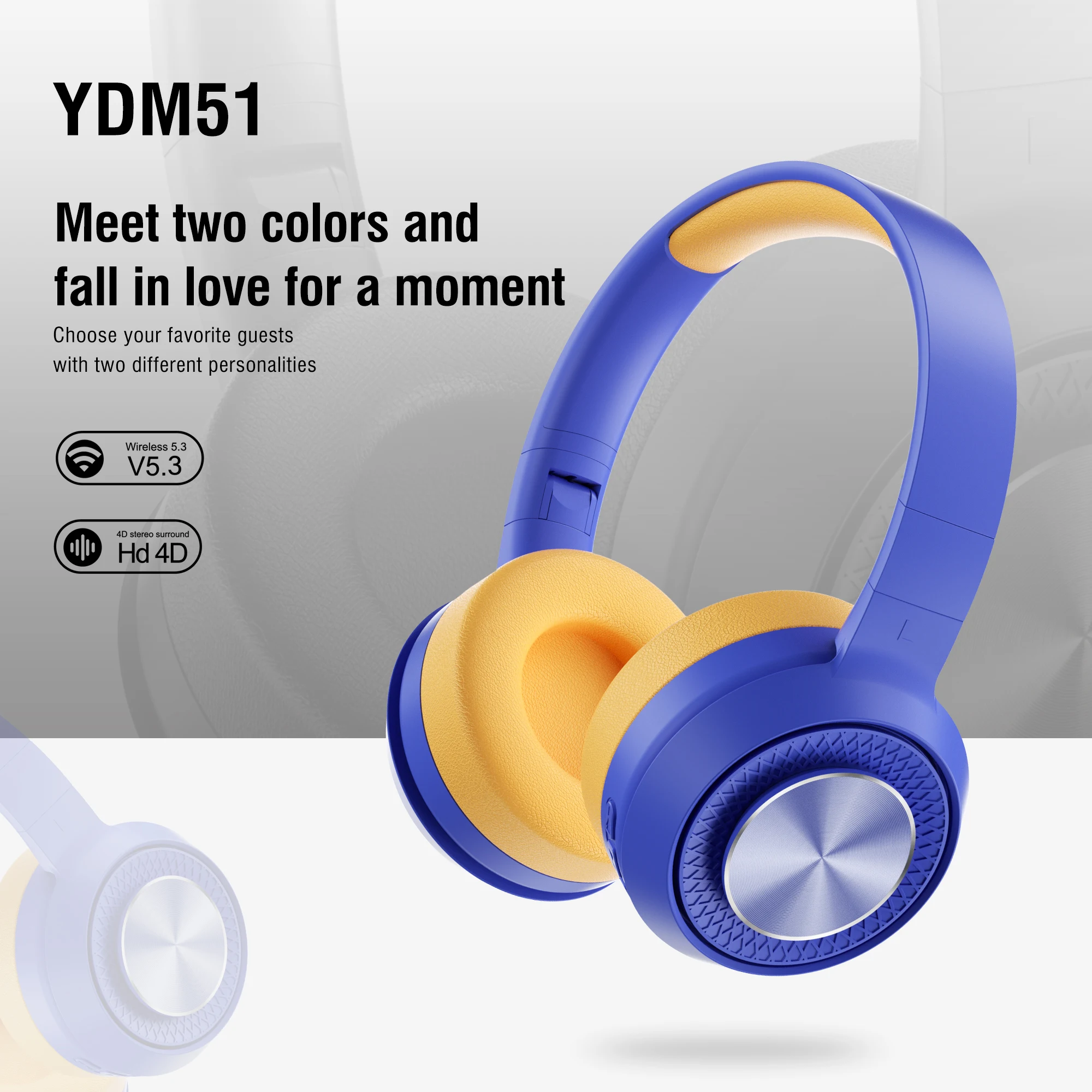 

Choice Stereo YDM51 Headset Bluetooth Headset Folding Series Wireless Sports Game Headset Head Phones Buetooth for iPhone XiaoMi