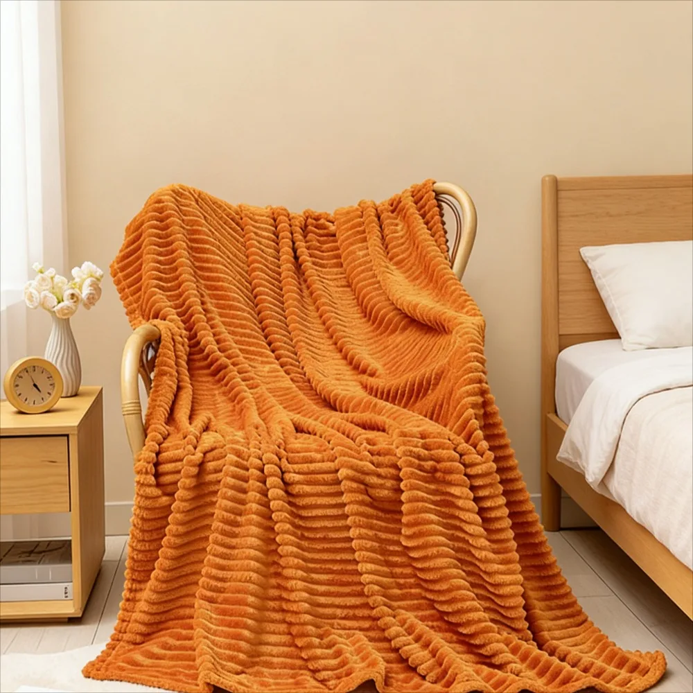 

Фланелевое полосатое одеяло, однотонное, однотонное, с мягким ворсом, повседневный диван, кондиционер, использование