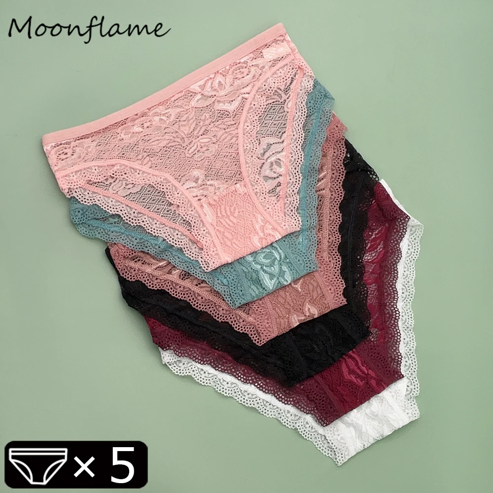 Moonflame 5 Pcs/Lot Transparent Lace Underpants Women's Panties