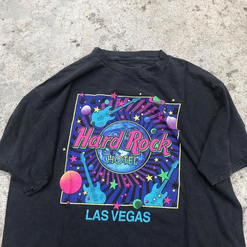 

Hard Rock Rock Band Vintage Trend Retro High Street Short-sleeved Men's and Women's European and American Style Hip-hop T-shirts