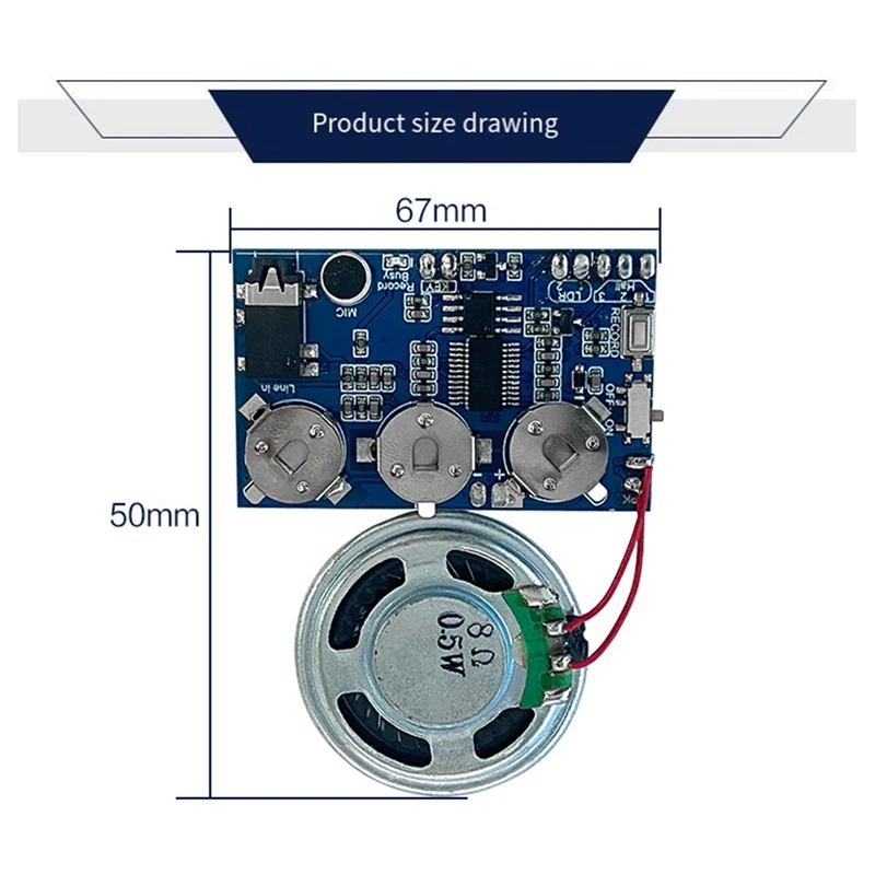 Modulo musicale Scheda registratore musicale Chip Modulo musicale programmabile 17 minuti Suono Audio vocale per biglietto d'auguri Regalo fatto da sé