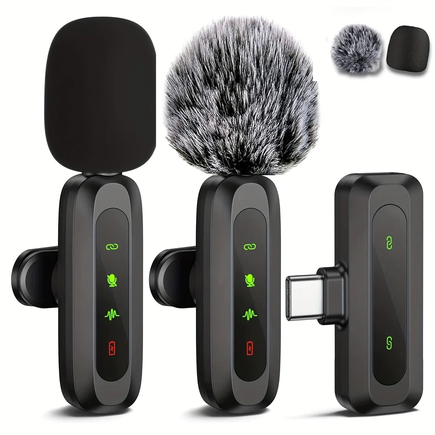 Lavalier Wireless Microphone 70mAh Rechargeable Battery Clip-On Podcast Mic for Streaming Vlogging Voice Recording Plug & Play