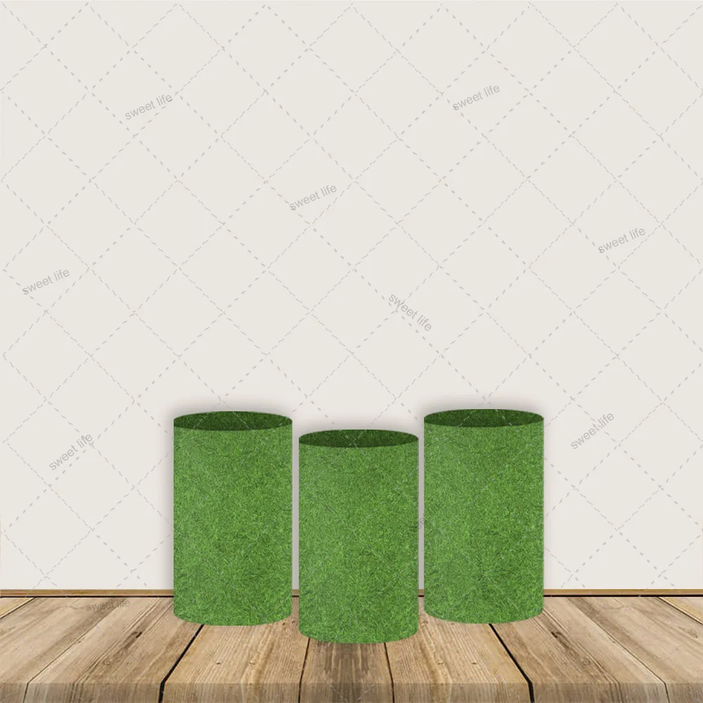 

Green Grass Cylinder Covers Backdrop Wedding Baby Shower Birthday Circle Cylinder Cover Background