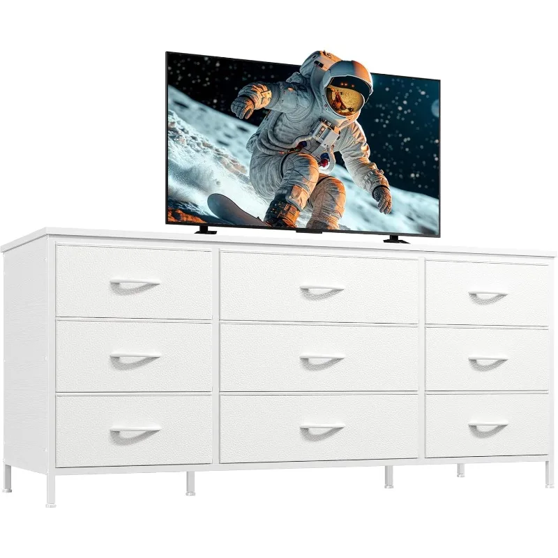 Dresser TV Stand with 9 Drawers for 60'' TV Stand for Bedroom Long Dresser for Bedroom Wide Dressers & Chests of Drawers