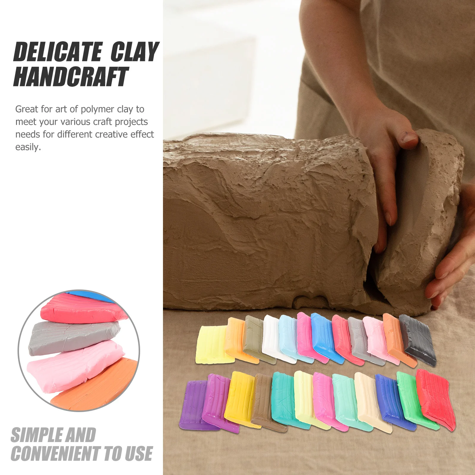 Kit d'argile polymère colorée pour bricolage, outils de sculpture pour enfants, cuisson au four, projets artisanaux de modélisation, fabrication de boucles d'oreilles et de porte-clés, 1 ensemble