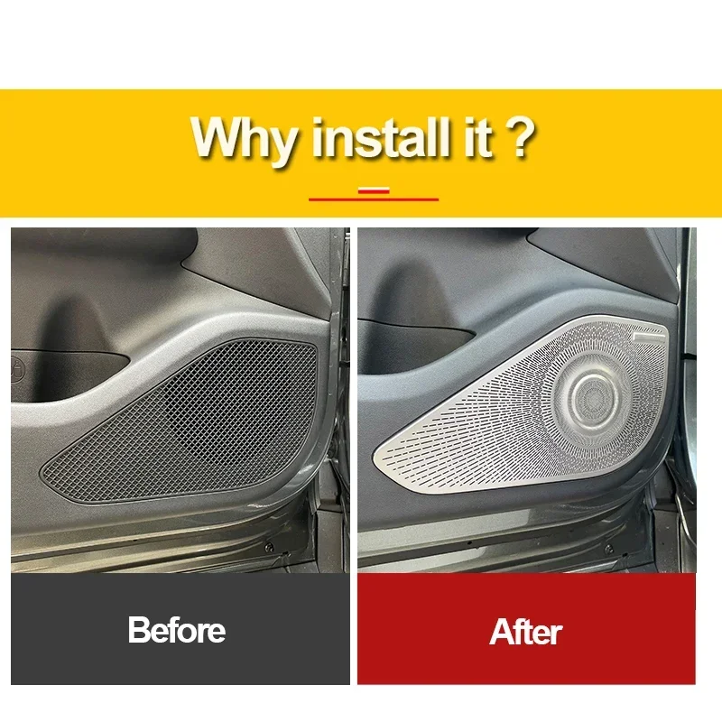 Stainless Car Door Audio Speaker Decor Cover Loudspeaker Trim For Hyundai Tucson 2021 2022 2023 2024 NX4 Hybrid Accessories view 4
