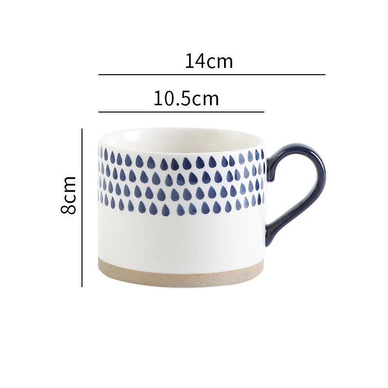 Japanese Style Stoneware Coffee Cup Blue Vertical Stripe Breakfast Milk Mug Home Ceramic Couple Latte Coffee Cup Delicate Gifts