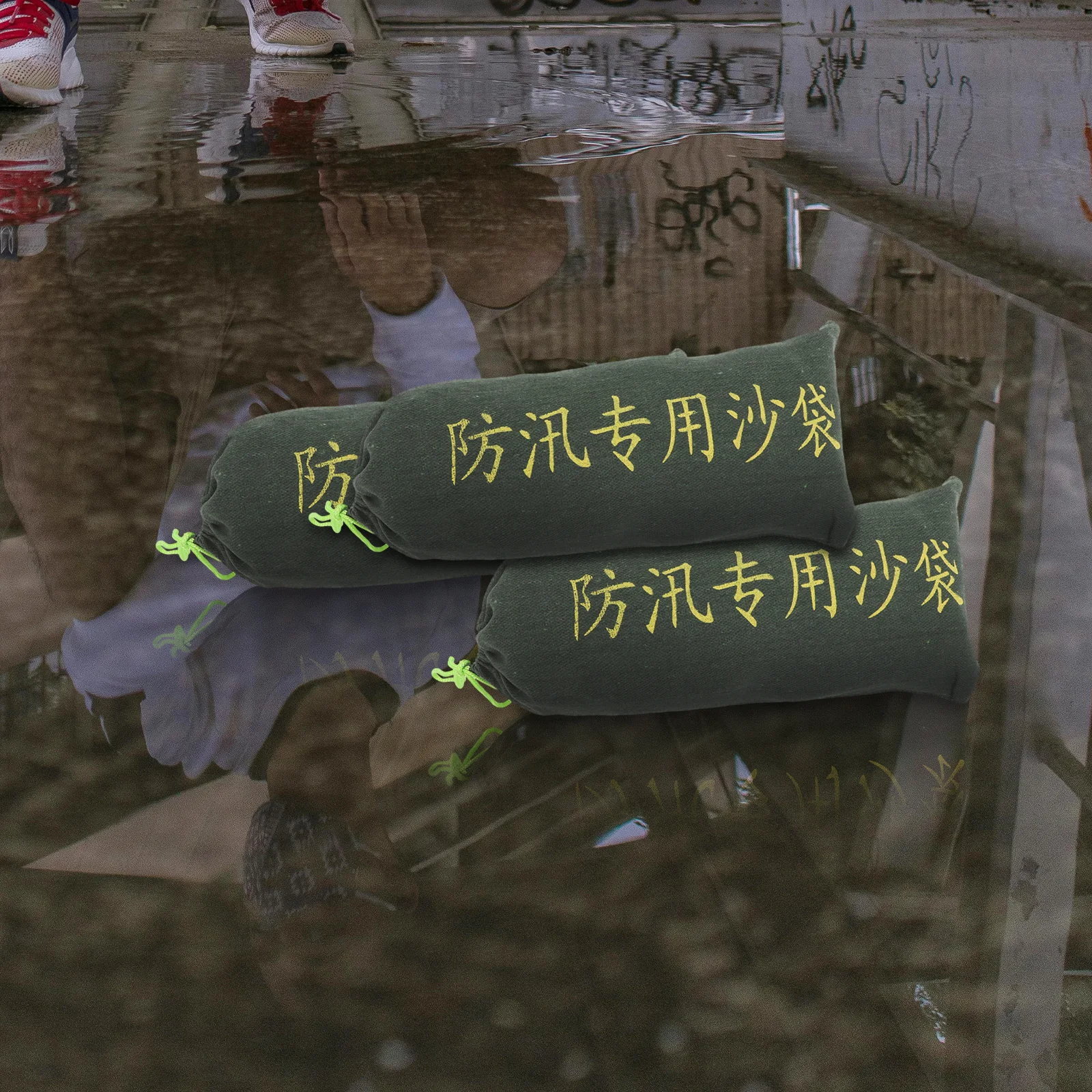 Bolsas de arena para Control de inundaciones, lona duradera, bolsa de arena activada por agua con cordón, barrera contra inundaciones para el hogar, garaje, sótano, 2 uds.