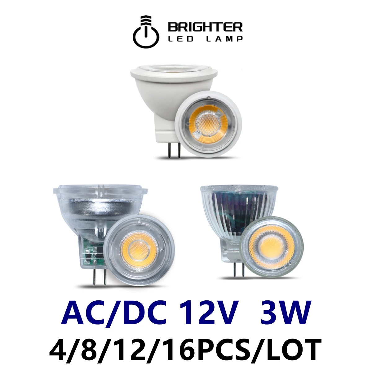 Mini budgétaire LED MR11 GU4.0, basses sions, AC, DC, 12V, 3W, 3000K, 4000K, 6000K, super léger, adapté à la cuisine et au bureau, 4-20 pièces