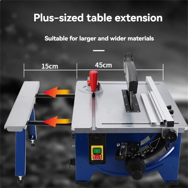 Multifunctional Table Saw With Accessories 4800RPM Adjustable Blade Cross Cut 0-45° Bevel Cut Dust Woodworking Table Saw