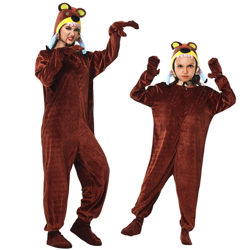 

Halloween Cosplay Adult Kids Animal Onesies for Carnival Costume Funny Cartoon Family Matching Bear Onesie Outfits