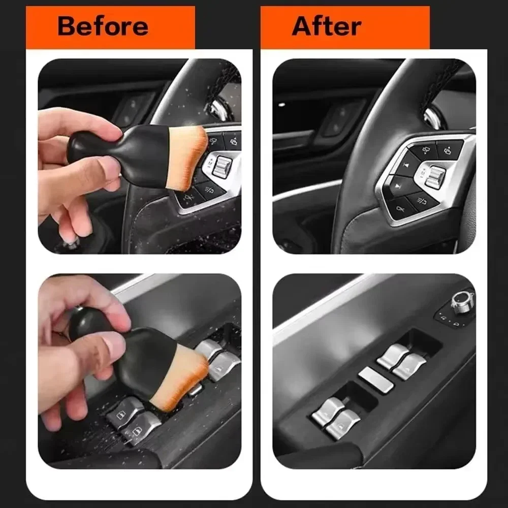 Car Interior Cleaning Brush Conditioner Air Outlet Soft Fur Clean Brushes with Shells Crevice Dust Removal Detailing Brush Tools