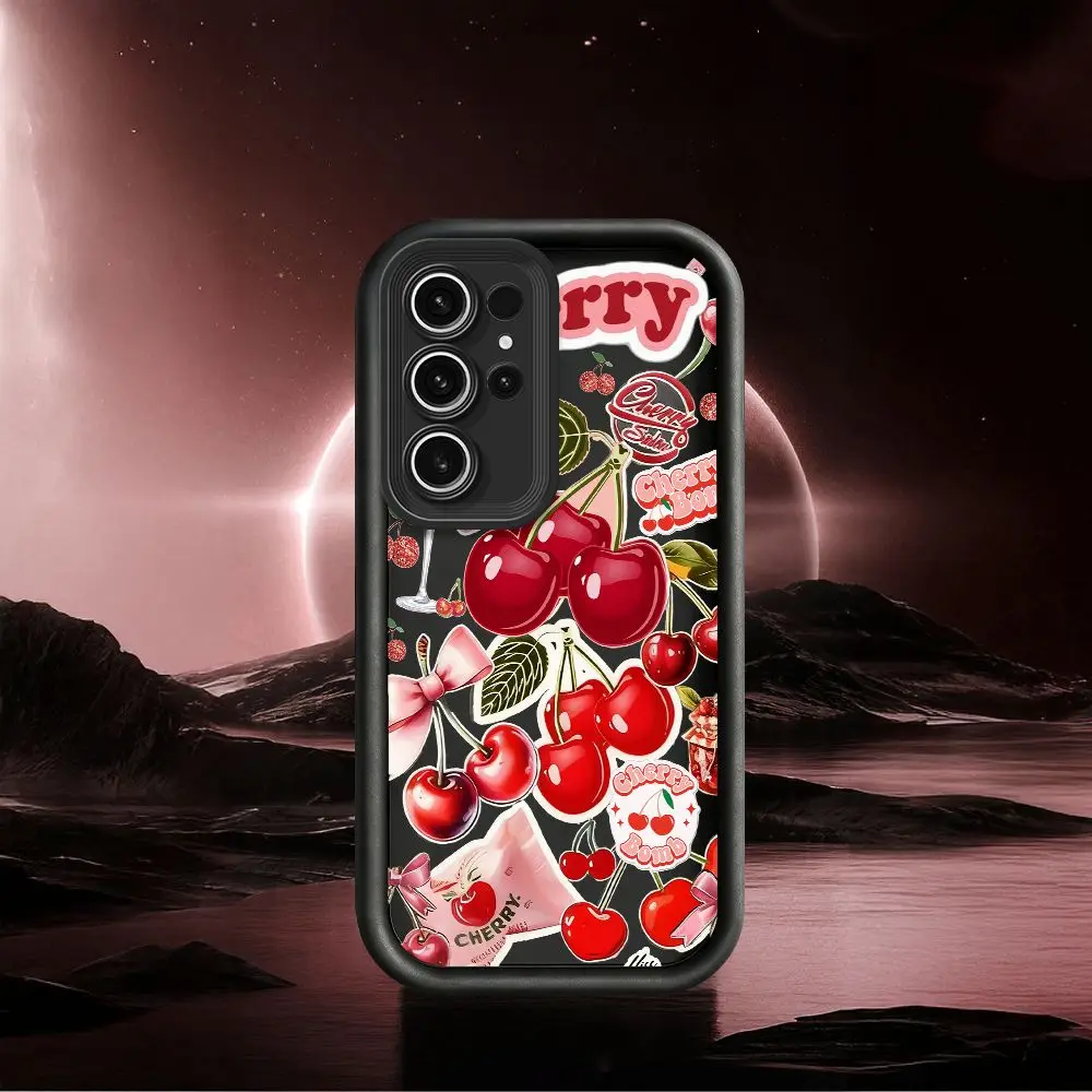 Cherry Bow Phone Case For Samsung S26 Ultra S25 S24 Ultra Plus FE S23 S22 S21 S20 Note 20 Ultra Cover Soft Silicone Cases Capa