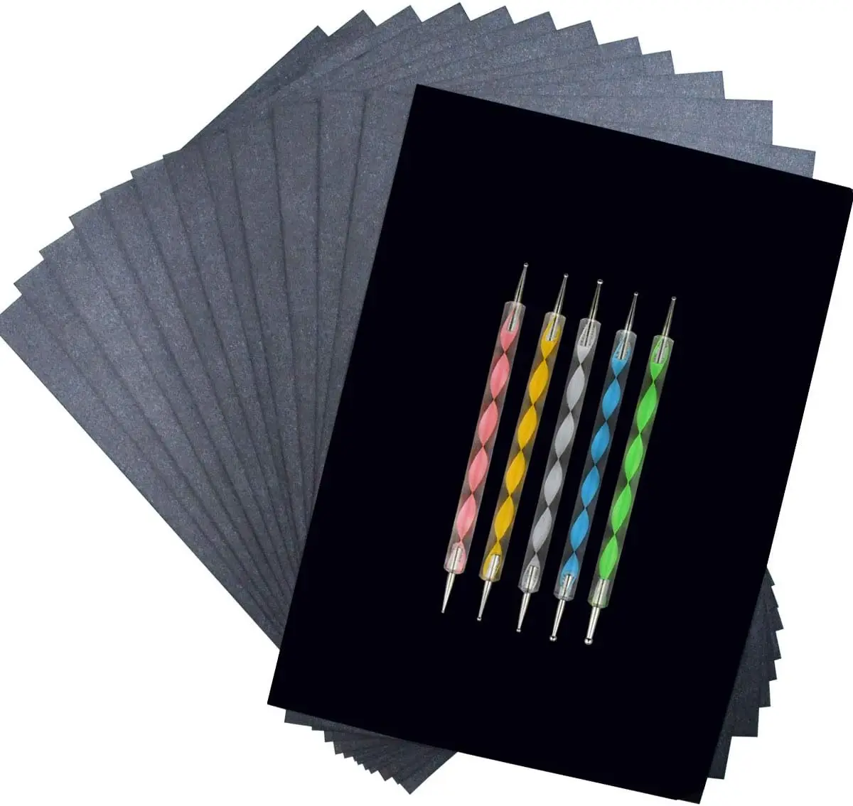 

100 Sheets Graphite Transfer Paper with 5 Styluses, A4 Size for Wood, Canvas, Art Crafts