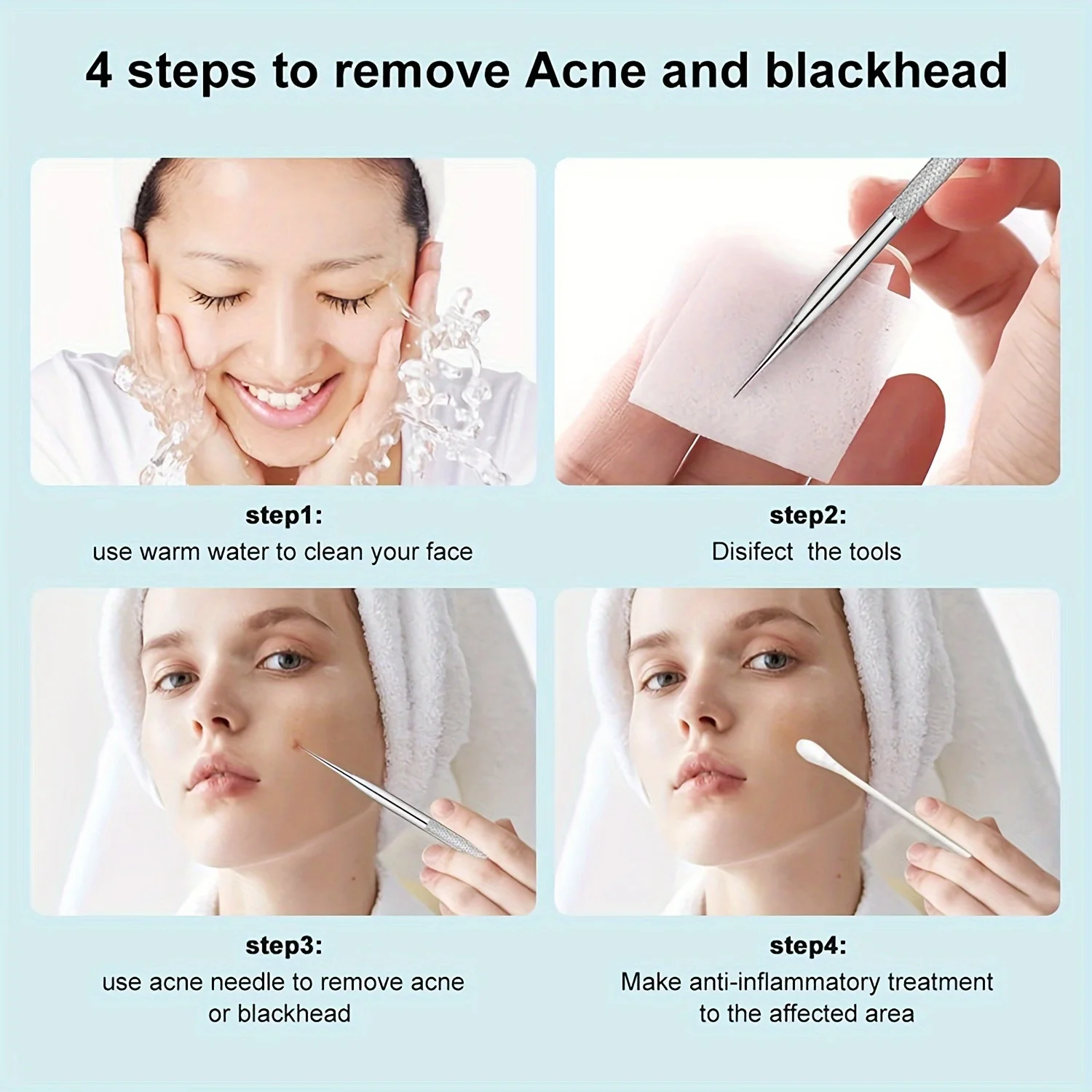 Pęseta do zaskórników na trądzik Piękno twarzy Usuń narzędzia igłowe na trądzik do pielęgnacji skóry, precyzyjny popper na pryszcze na skazy i zaskórniki