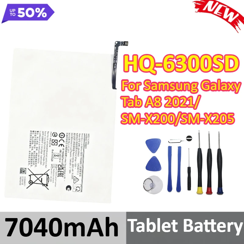 جديد HQ-6300SD 7040mAh بطارية عالية السعة لأجهزة سامسونج جالاكسي تاب A8 2021 SM-X200 SM-X205 بطارية الجهاز اللوحي + أدوات #1