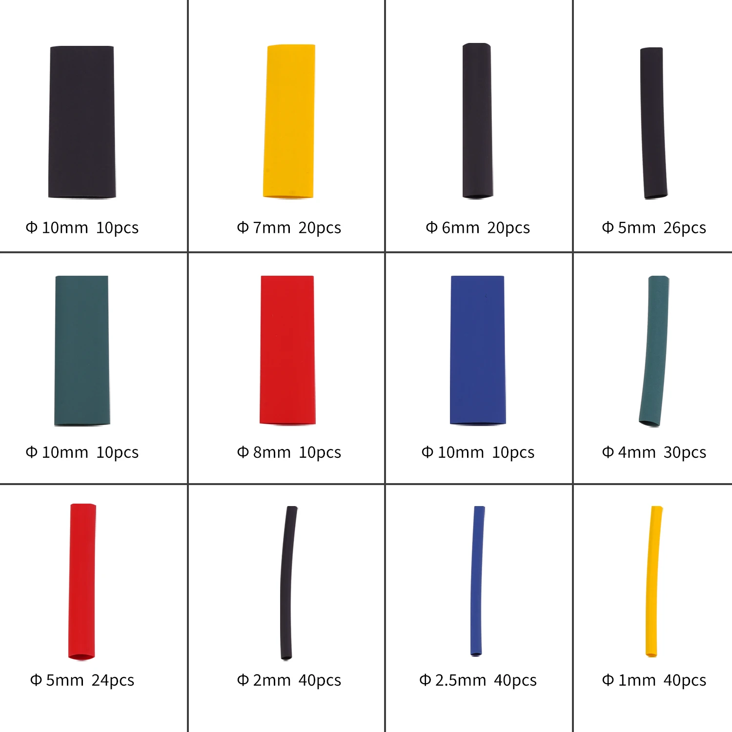 280pcs Heat Shrink Tube Kit 12 Size Polyolefin Colored Sleeving Set with Plastic Container Included