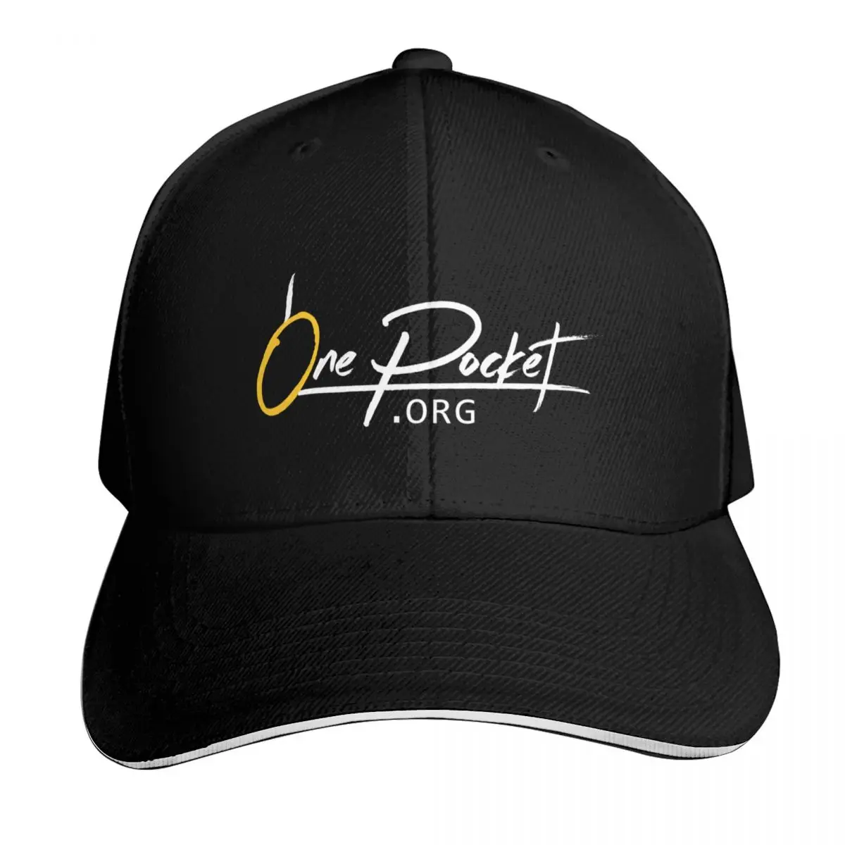 OnePocket.org Logo on Black Background Baseball Cap Outdoor Golf Running Hiking Summer Beach Travel Streetwear Hip Hop Trendy
