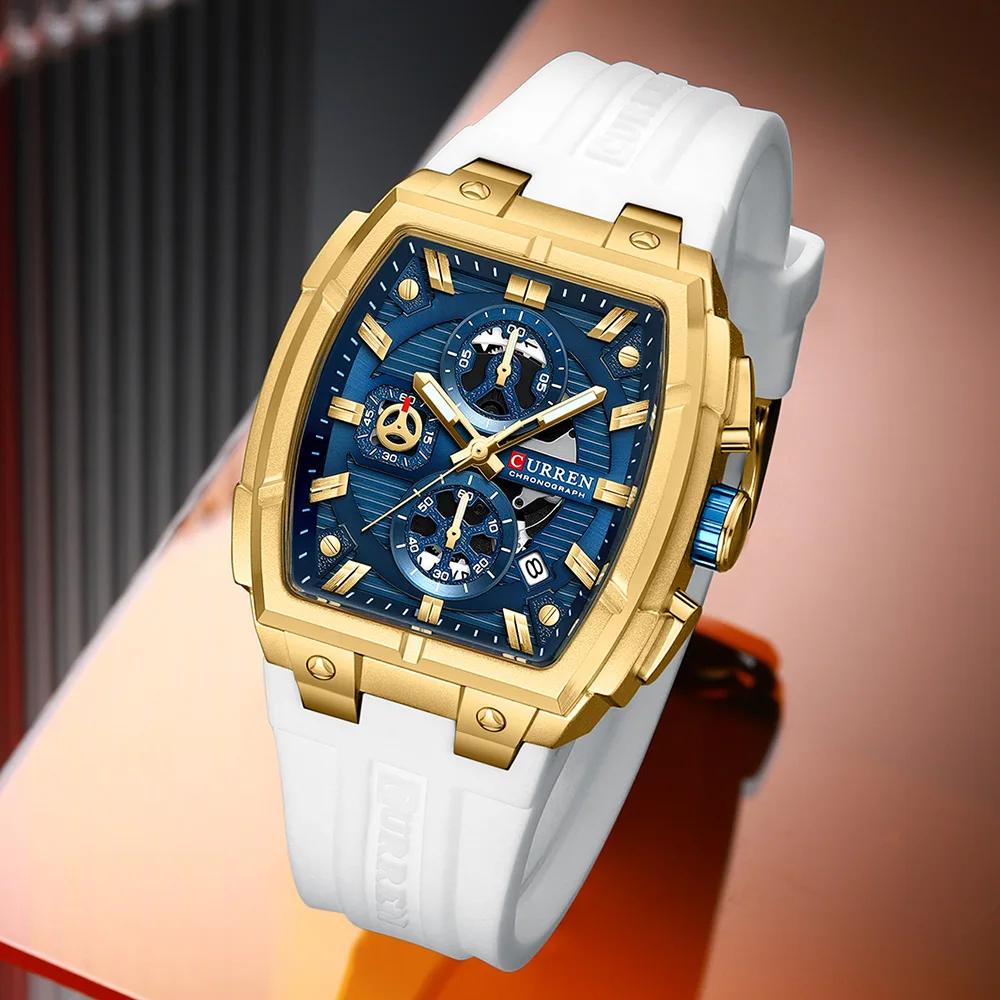 CURREN Men Casual Sport Military Quartz Calendar Wrist Watch for Man Business Leather Waterproof Male Clock Relogio Masculino image 6