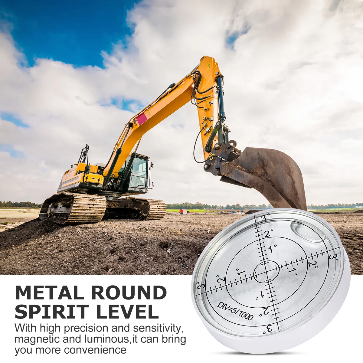 Metal Liquid Circle Spirit Level Small Size Durable Portable Horizontal Bubble Level for Surveying Mapping Construction