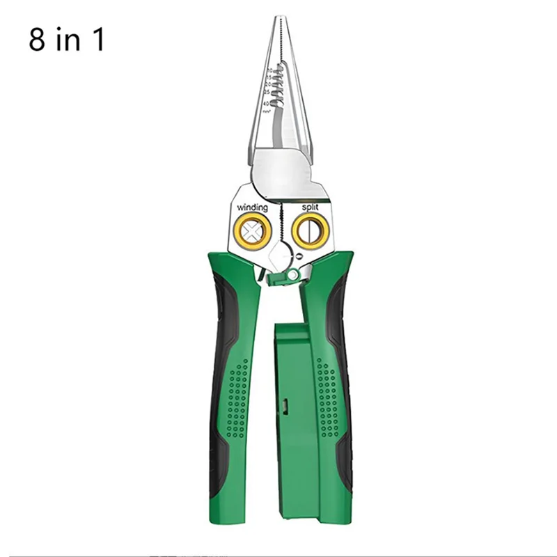 Stainless Steel Wire Strippers Multi-Function Needle Nose Pliers Non-Slip Multifunctional Wire Stripper-[Qahk]