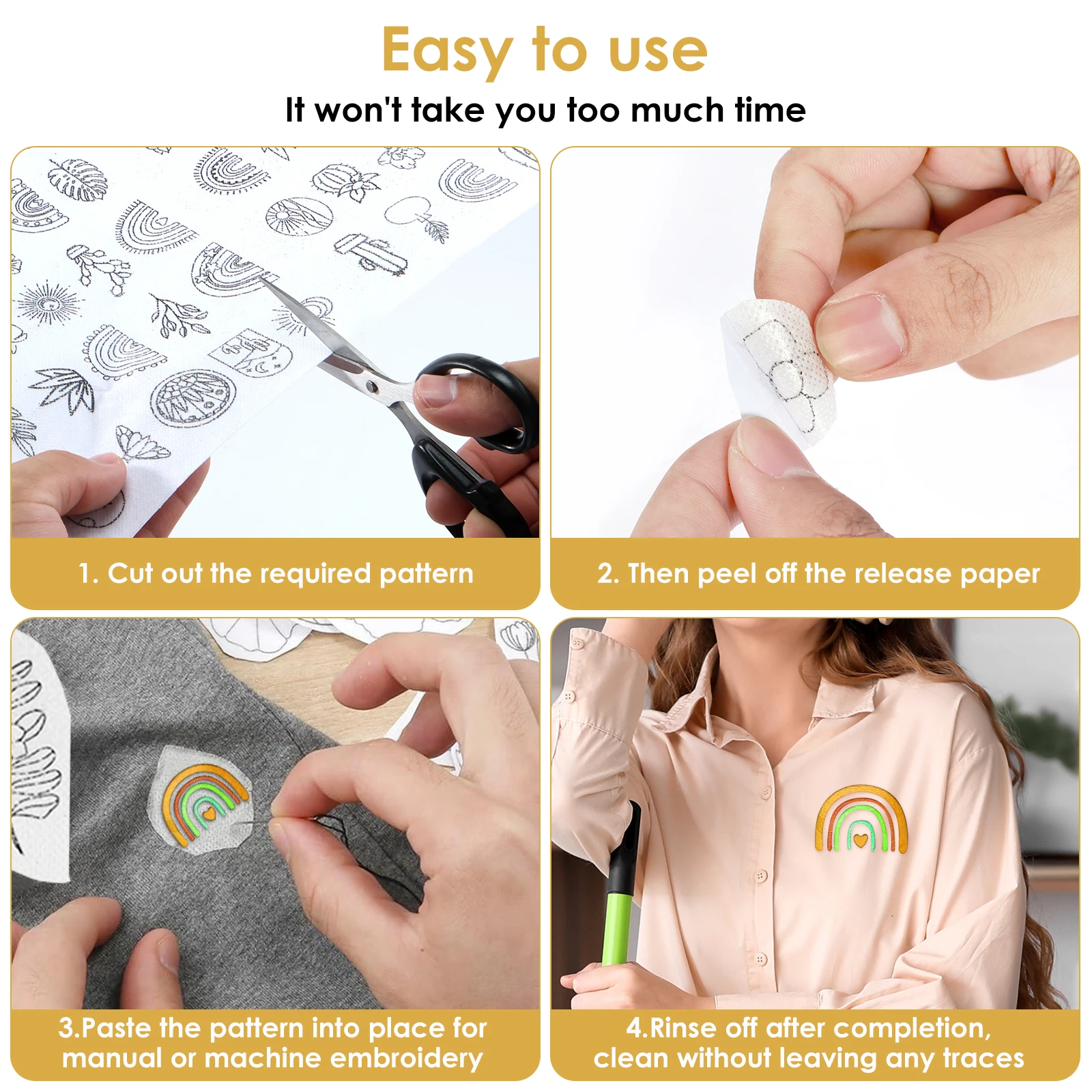 12/24PCS Sticky Water Soluble - Embroidery Stabilizer Backing ulasan dan harga